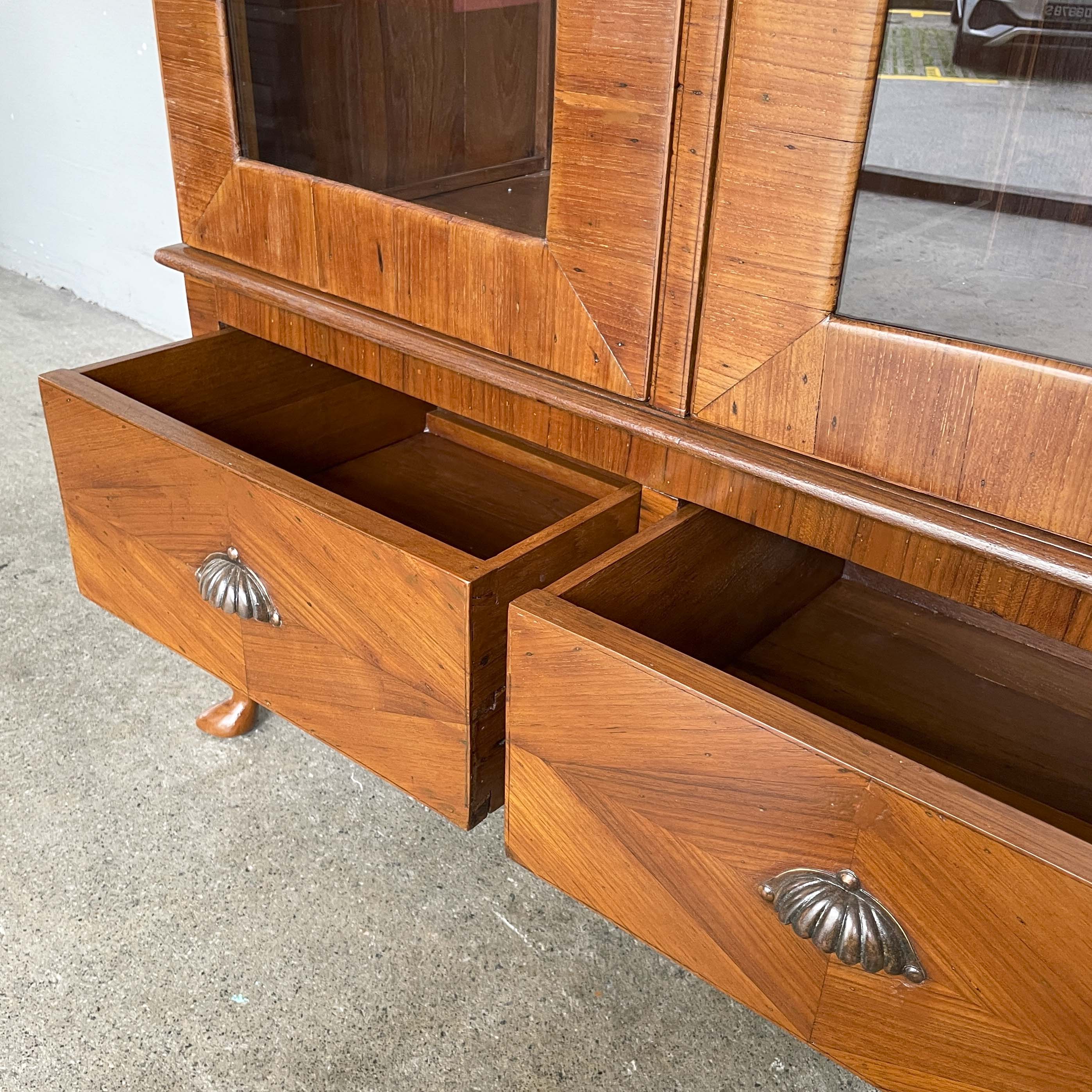 Refurbished Vintage Marquetry Display Cabinet