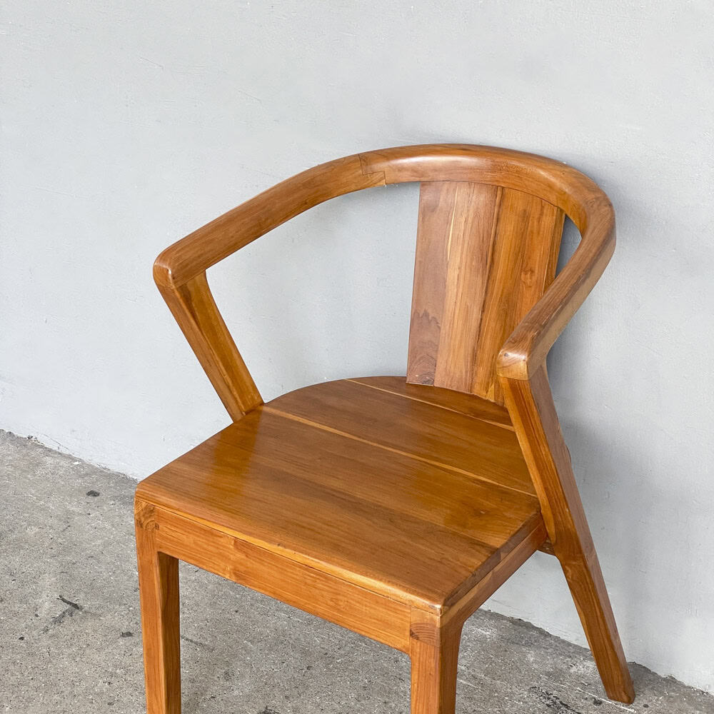 Curved-Back Solid Teak Armchair