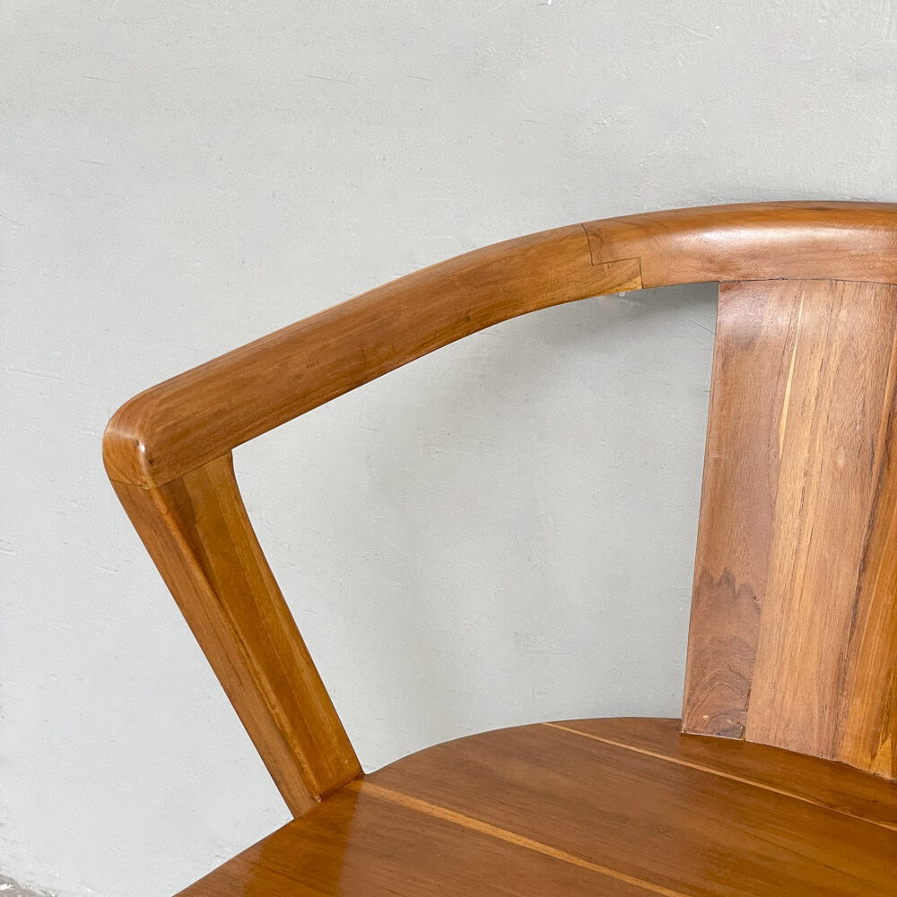 Curved-Back Solid Teak Armchair