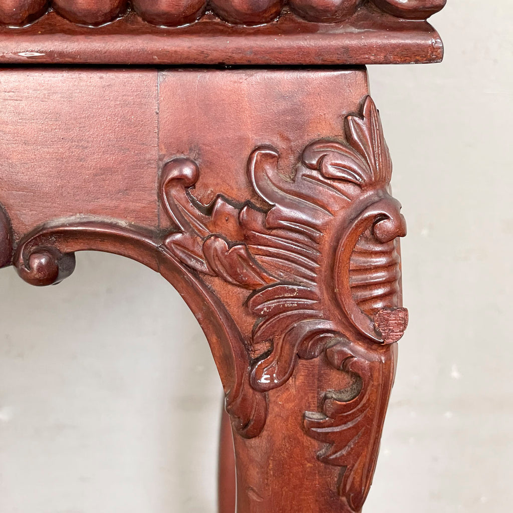 Ornate Wooden Display Cabinet with Cabriole Legs