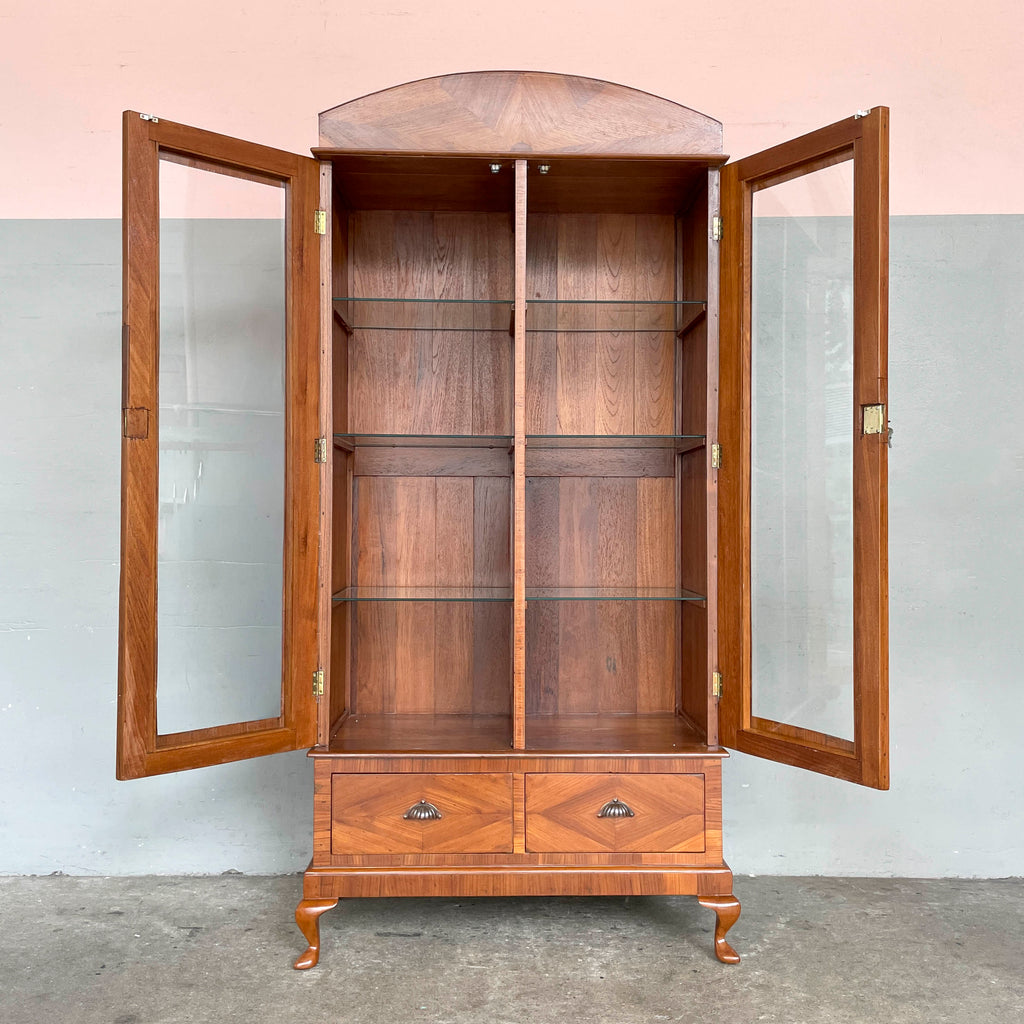 Refurbished Vintage Marquetry Display Cabinet