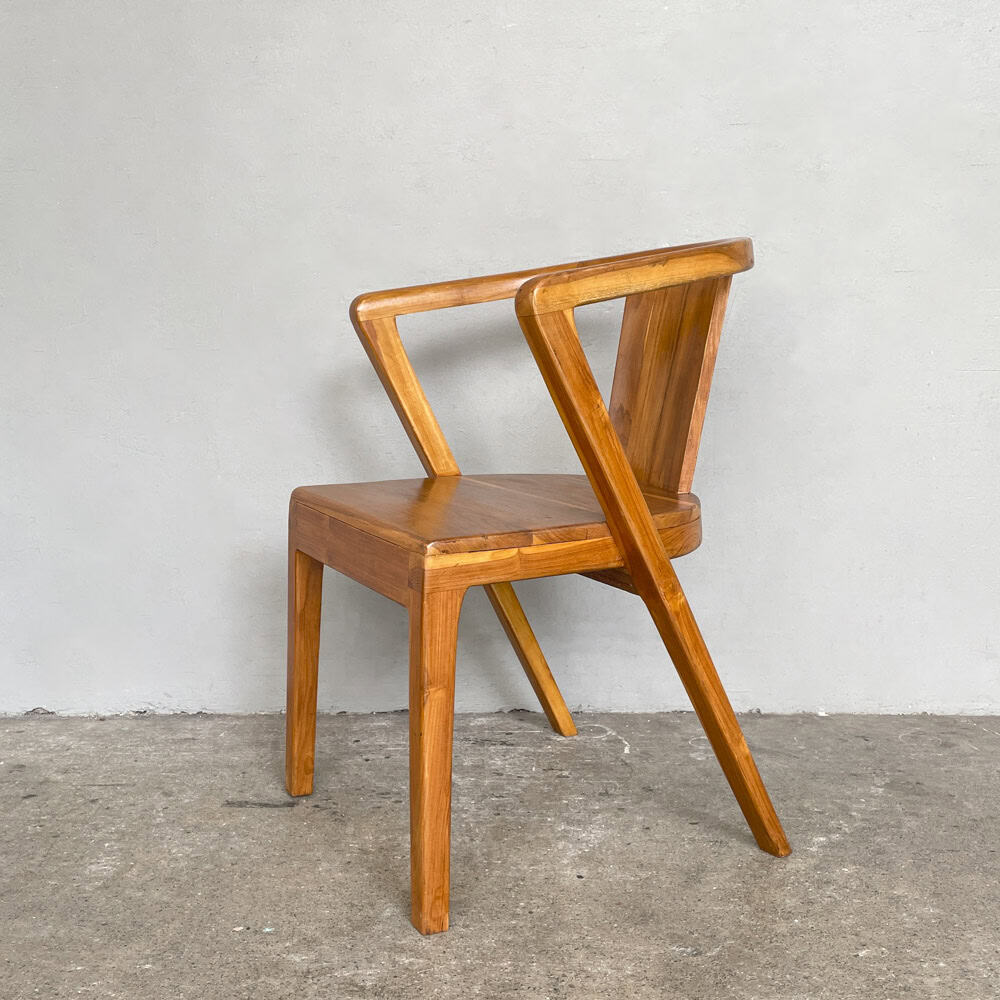 Curved-Back Solid Teak Armchair