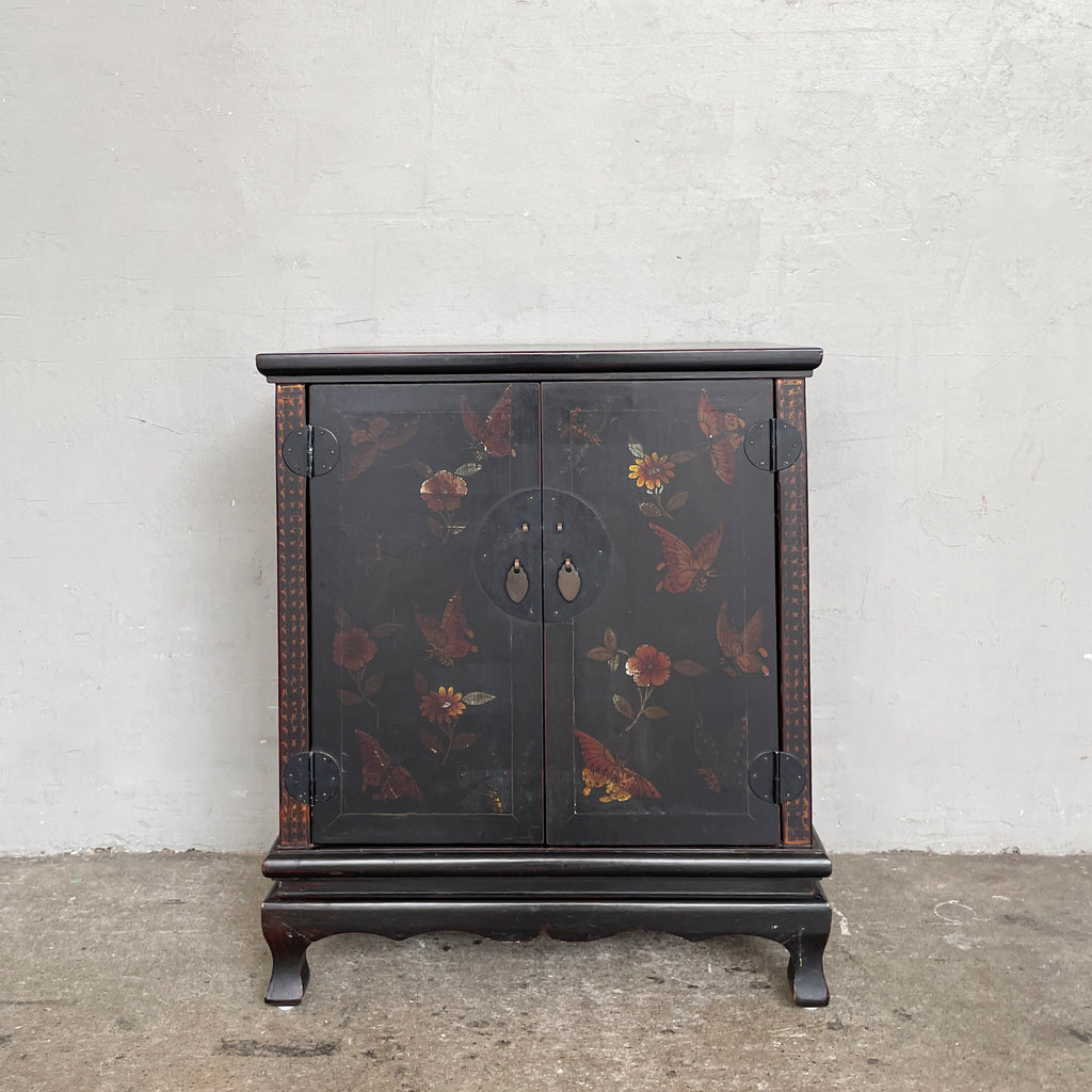 Lacquered Butterfly Elm Side Cabinet