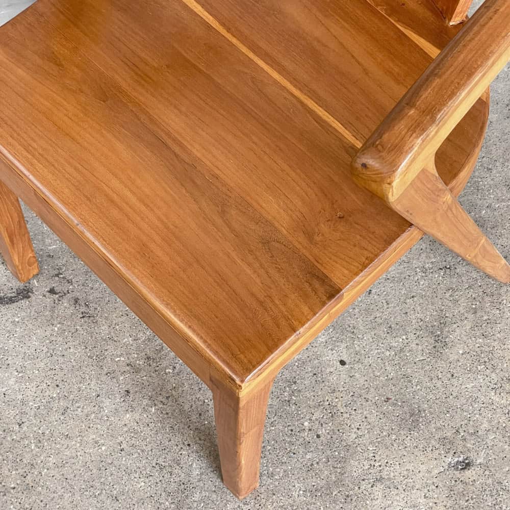 Curved-Back Solid Teak Armchair