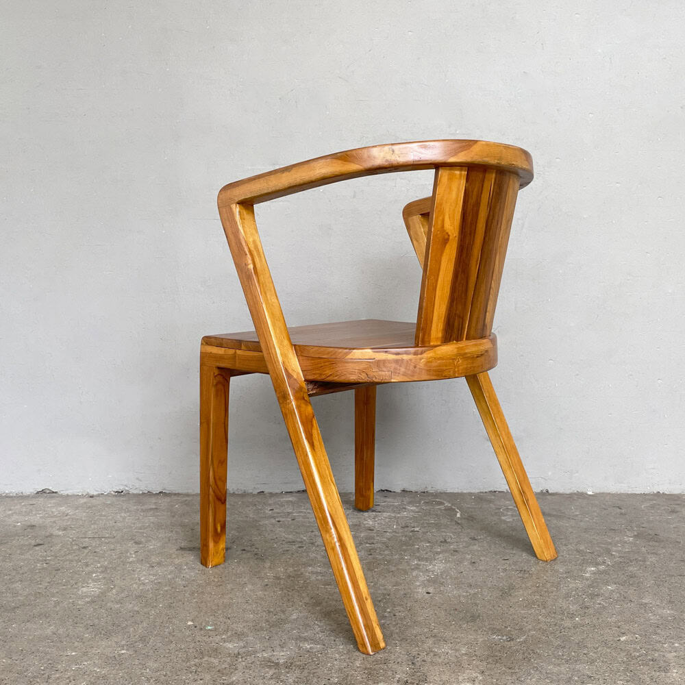 Curved-Back Solid Teak Armchair
