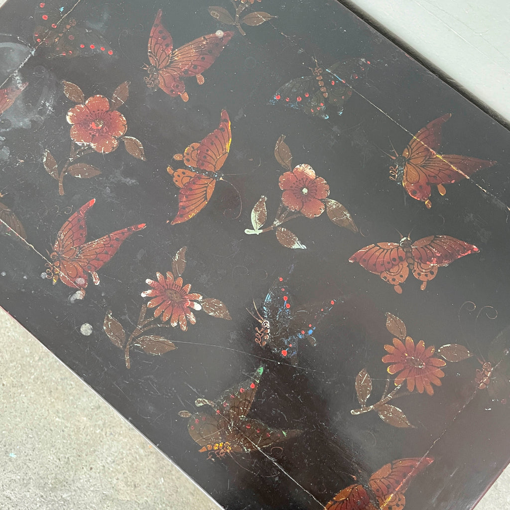 Lacquered Butterfly Elm Side Cabinet