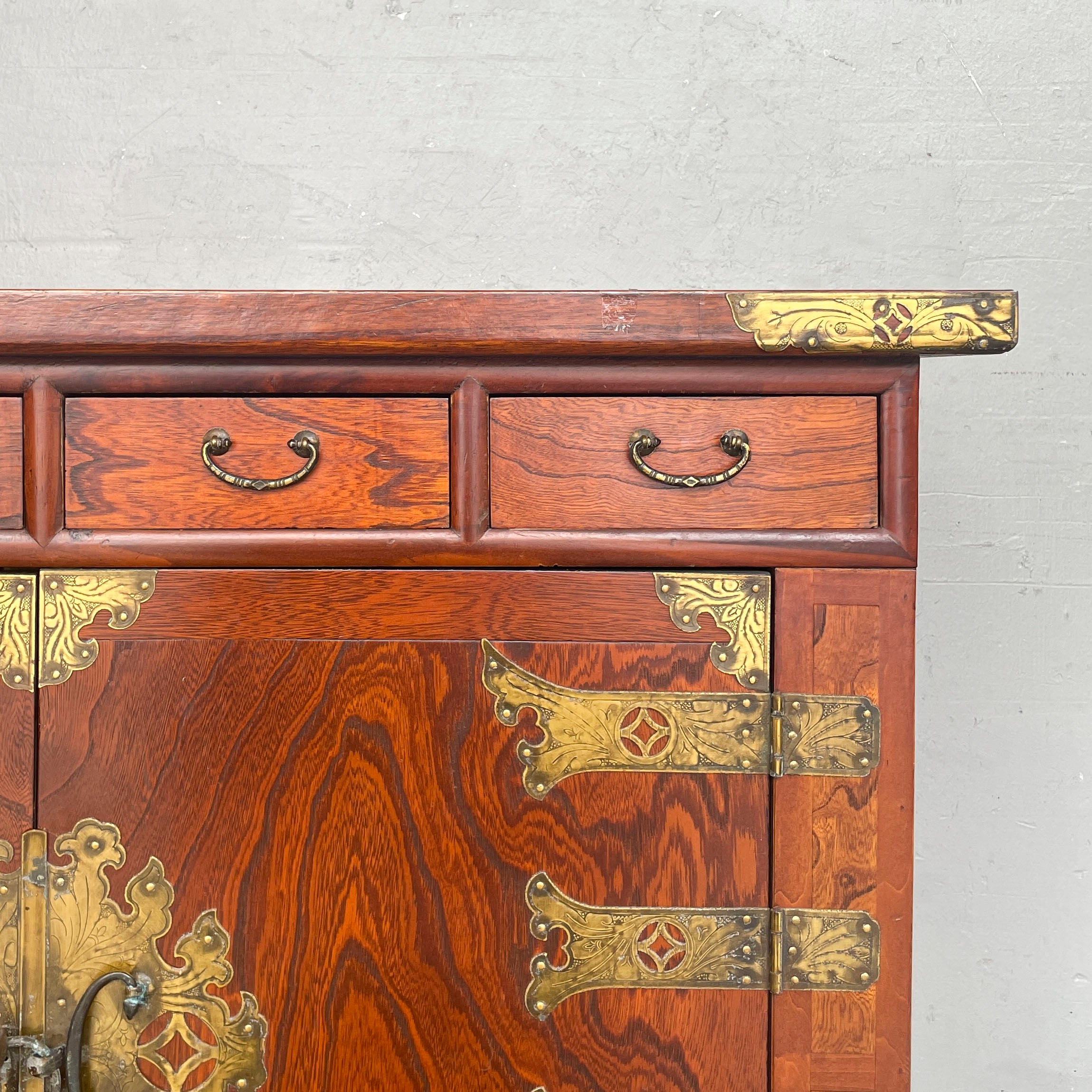 Korean Elm Sideboard with Brass Hardwares