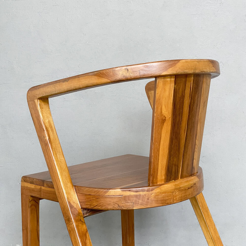 Curved-Back Solid Teak Armchair