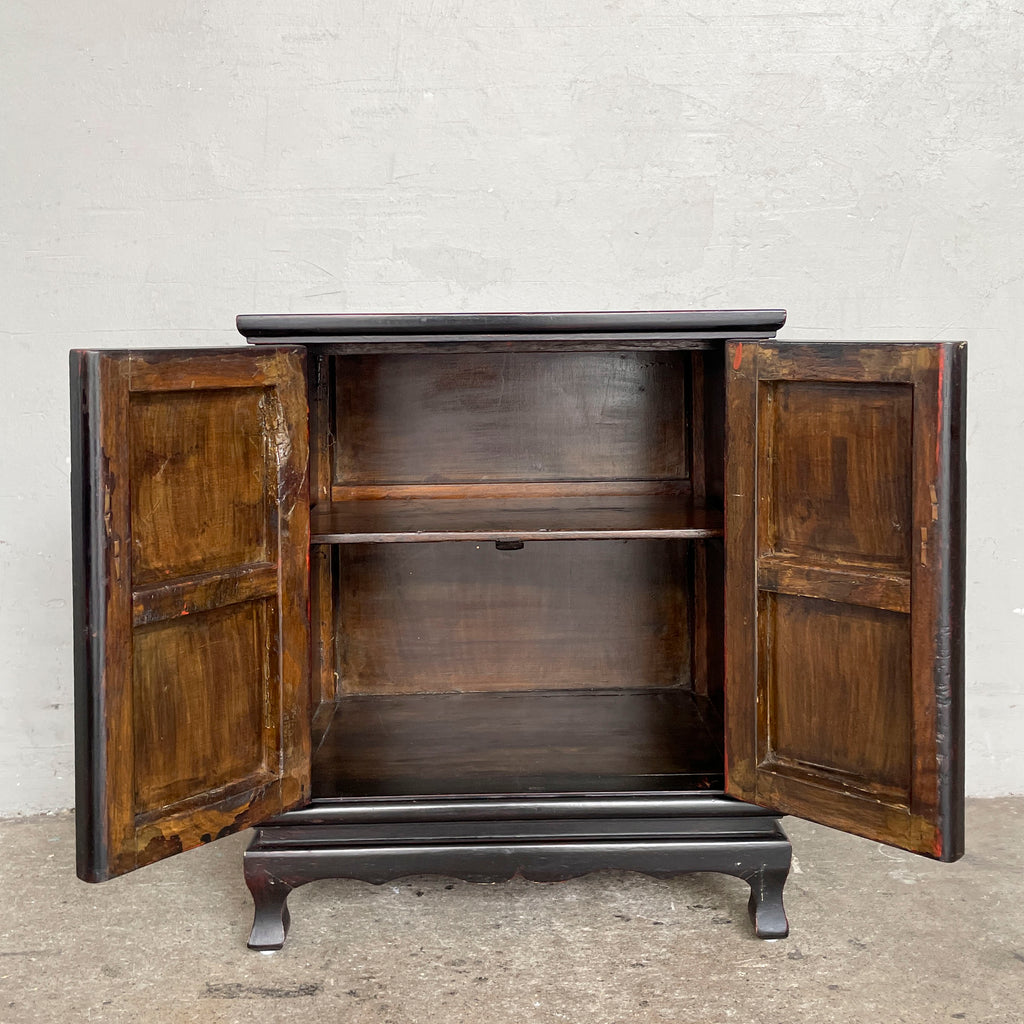 Lacquered Butterfly Elm Side Cabinet
