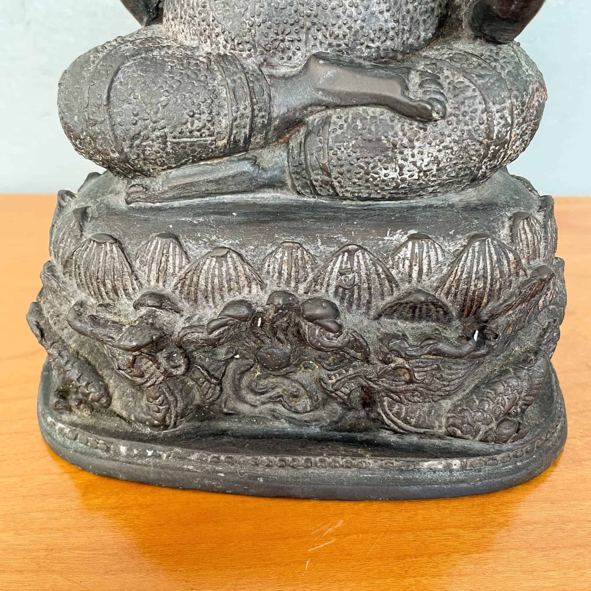 Vintage Brass Phra Sangkachai with Bag of Gold (13 x 16 cm)