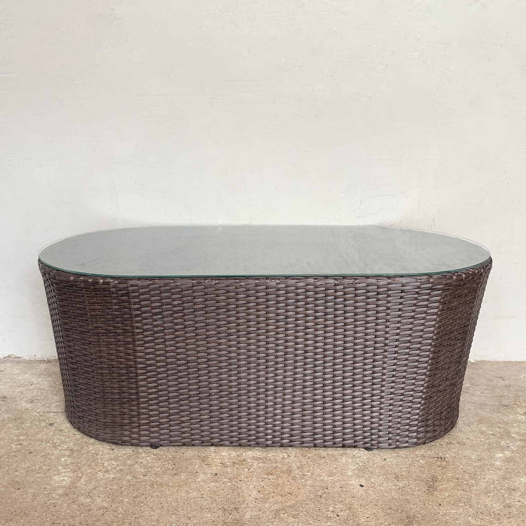 FS Outdoor Synthetic Coffee Table with Glass Top