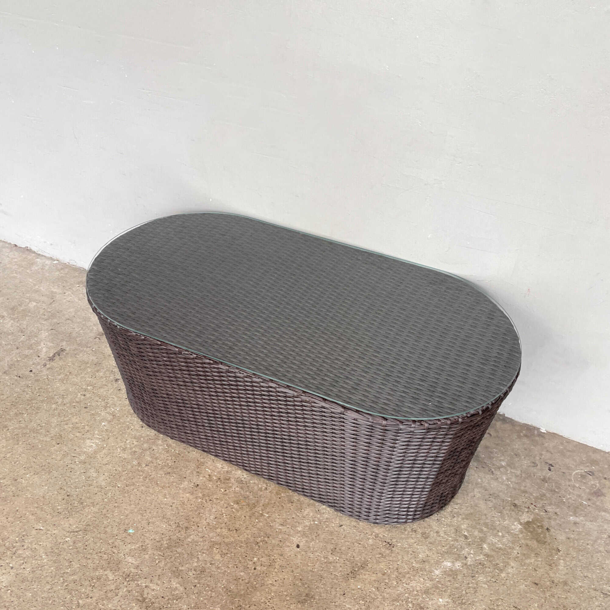 FS Outdoor Synthetic Coffee Table with Glass Top