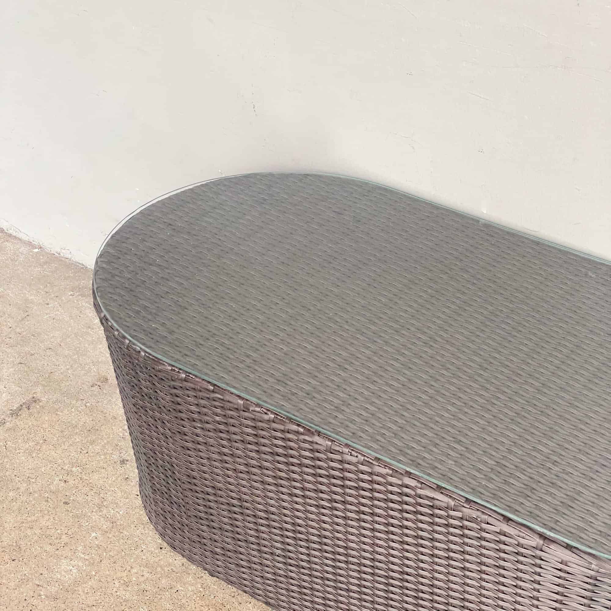 FS Outdoor Synthetic Coffee Table with Glass Top