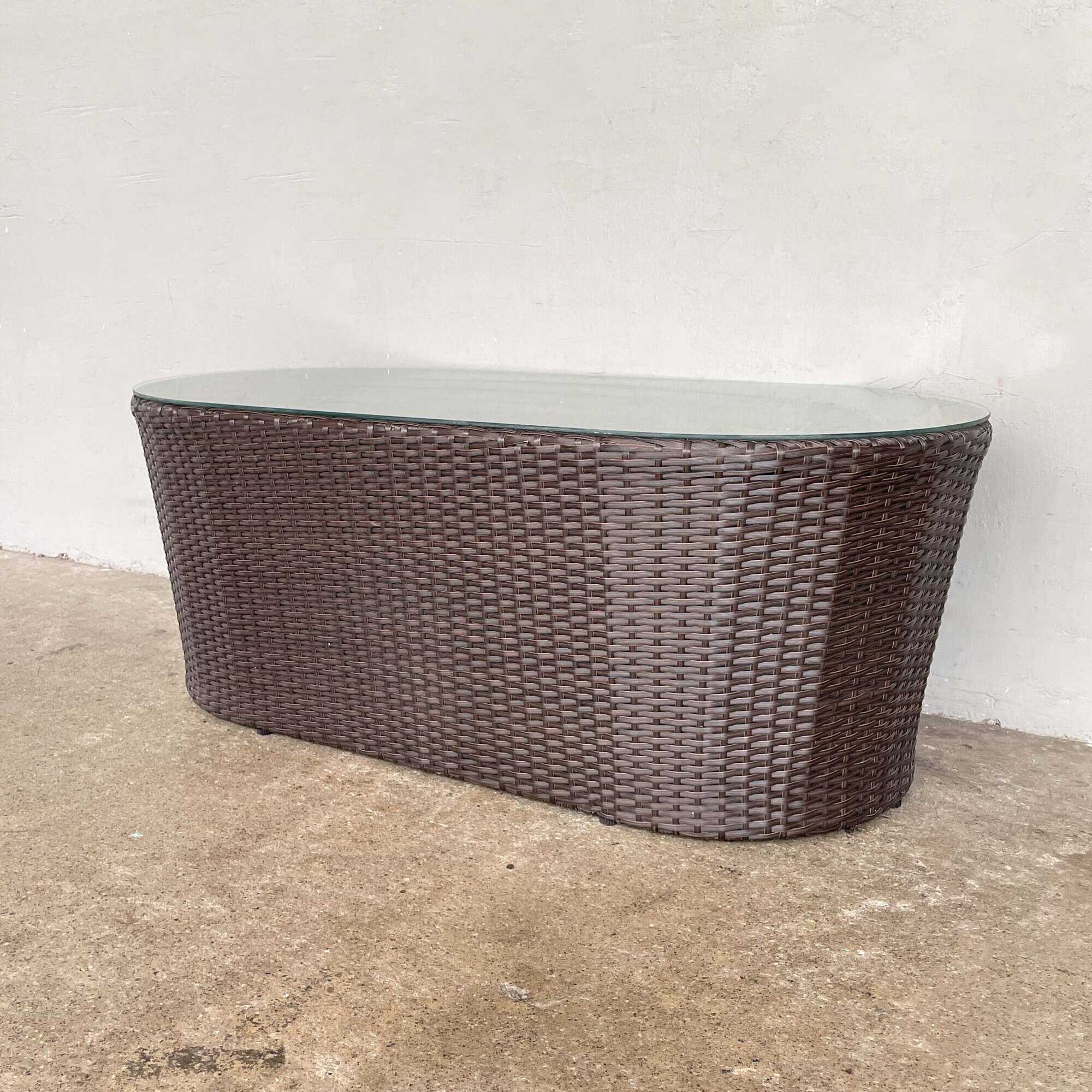 FS Outdoor Synthetic Coffee Table with Glass Top