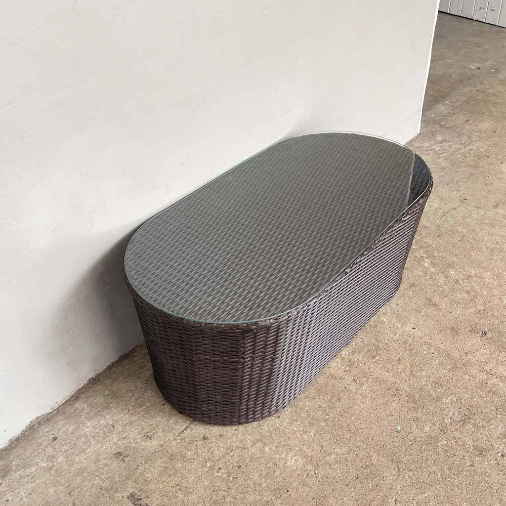 FS Outdoor Synthetic Coffee Table with Glass Top