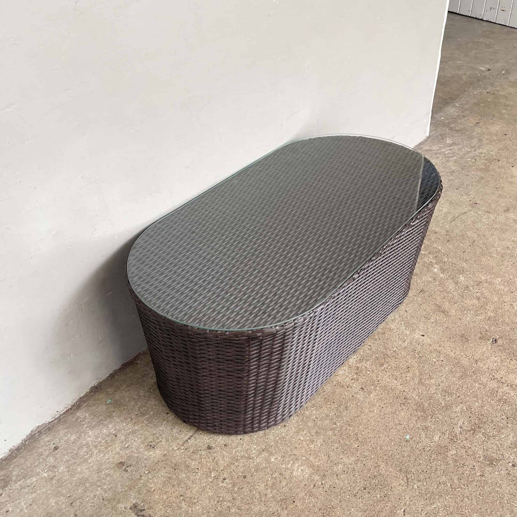 FS Outdoor Synthetic Coffee Table with Glass Top