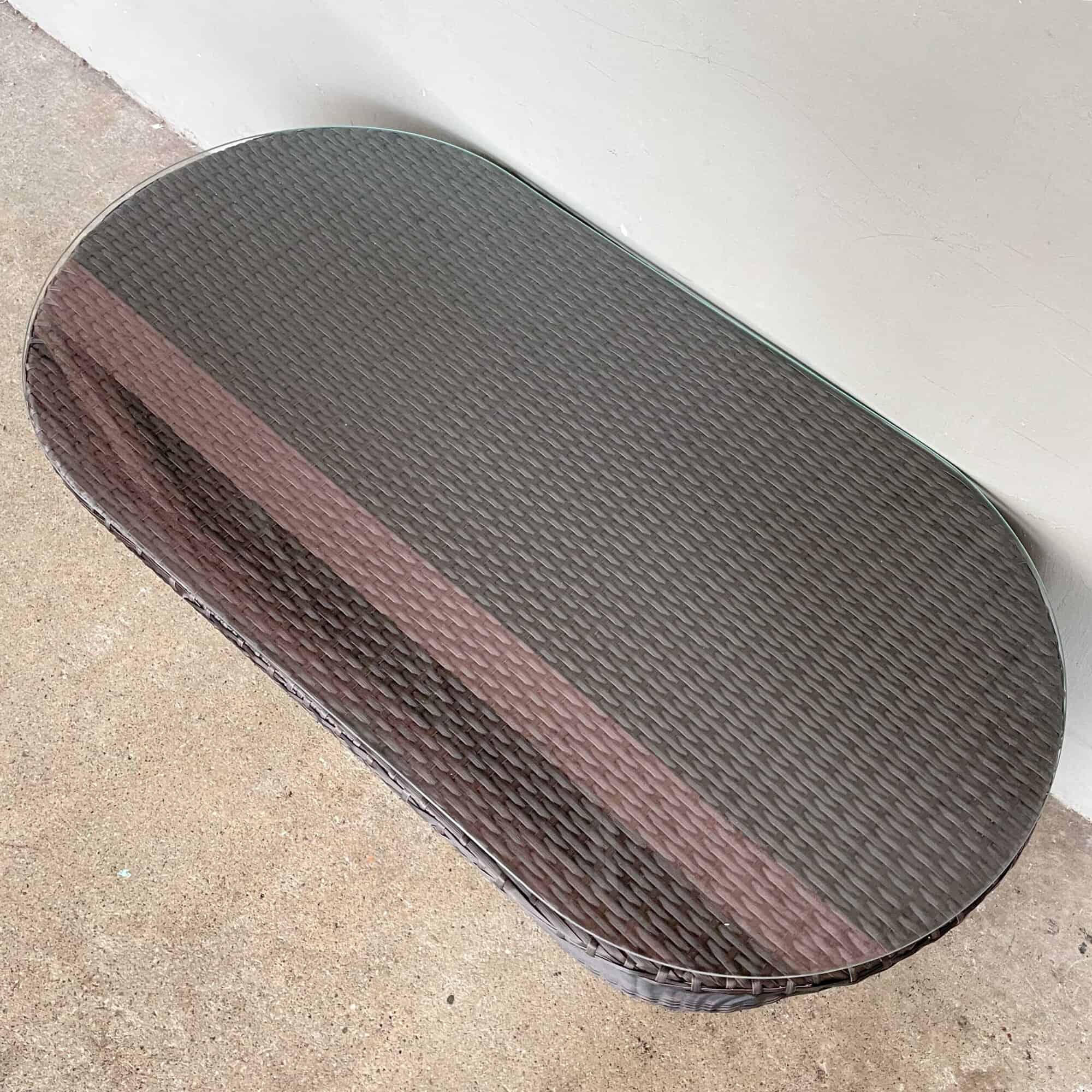 FS Outdoor Synthetic Coffee Table with Glass Top
