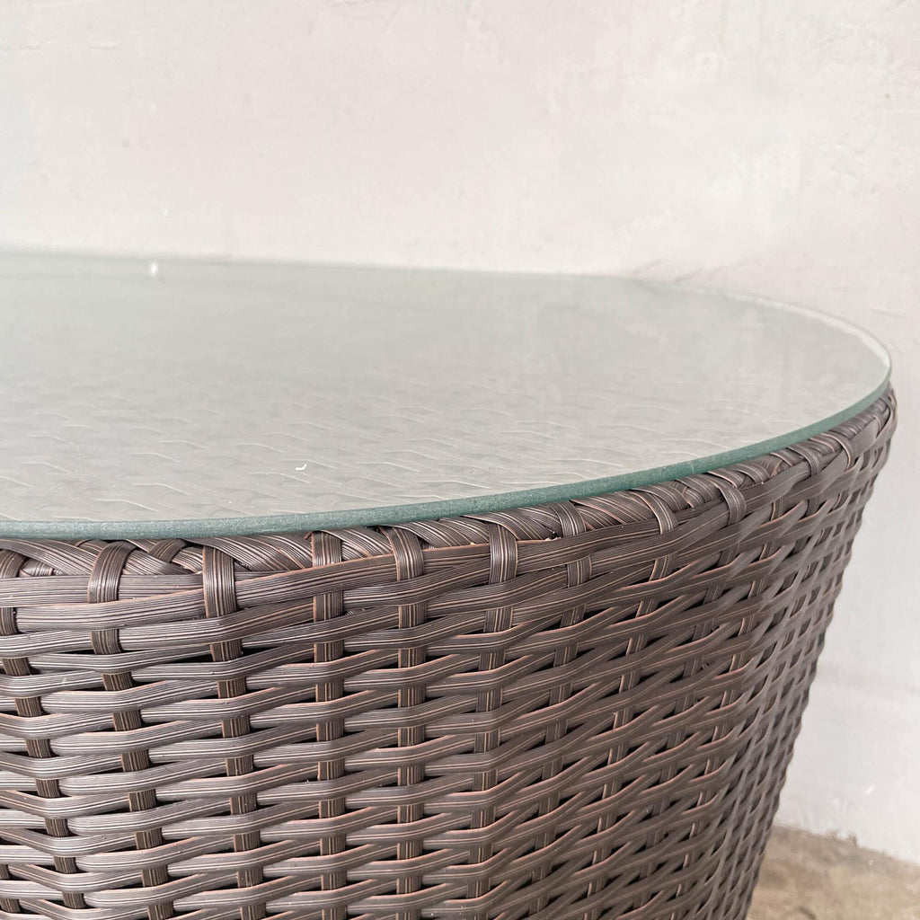 FS Outdoor Synthetic Coffee Table with Glass Top