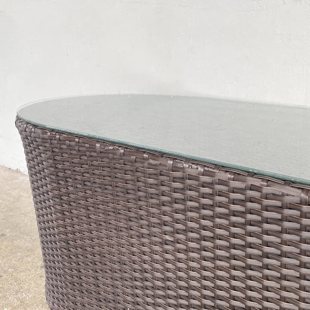 FS Outdoor Synthetic Coffee Table with Glass Top