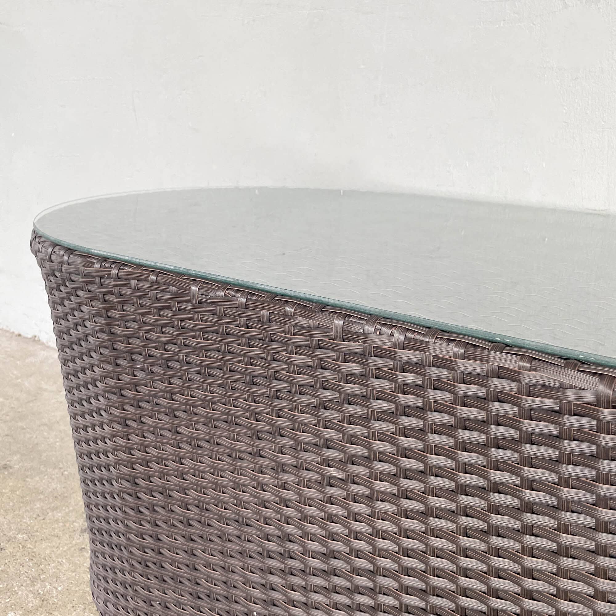 FS Outdoor Synthetic Coffee Table with Glass Top
