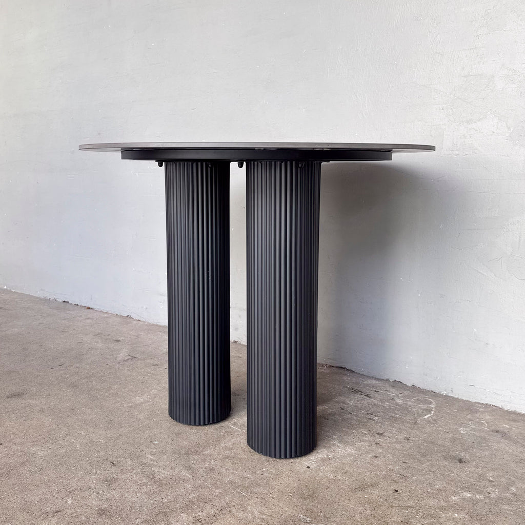 Ribbed Black Pedestal Round Table