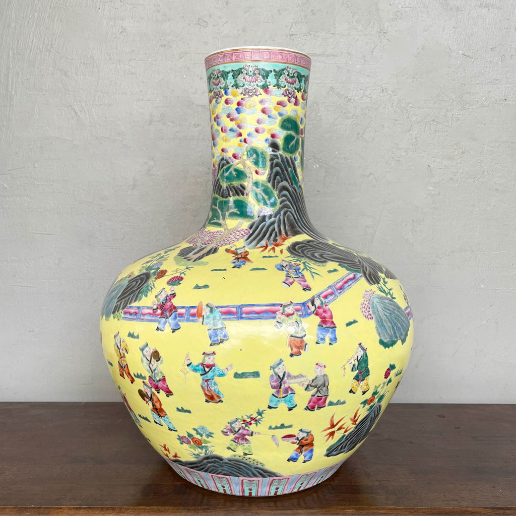 Yellow Famille Jaune-Style Chinese Porcelain Vase