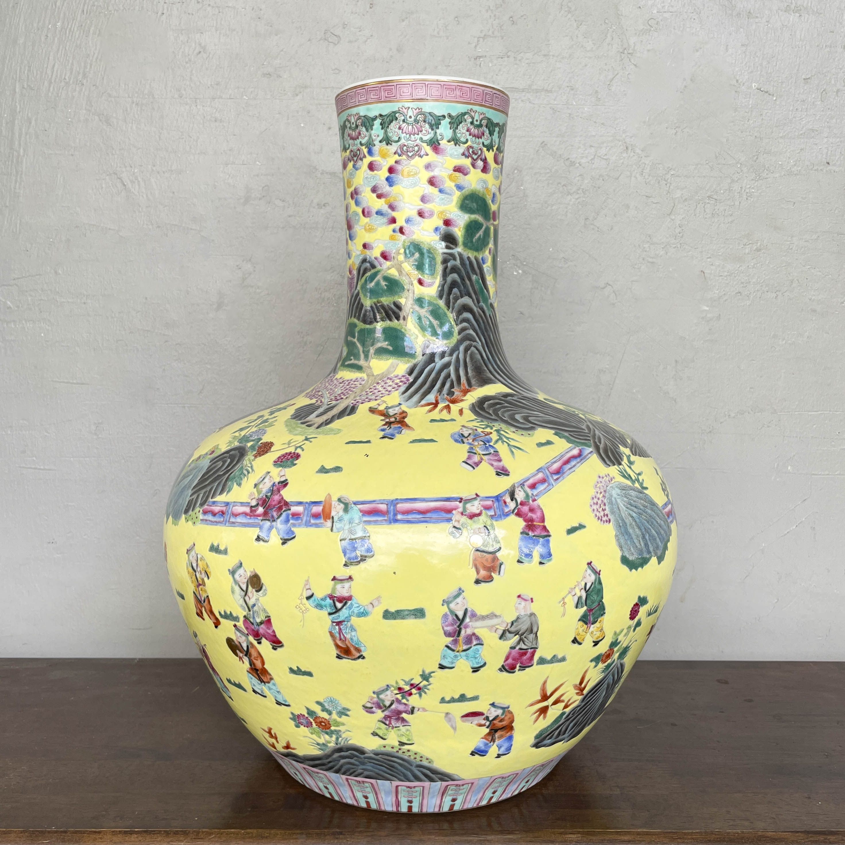 Yellow Famille Jaune-Style Chinese Porcelain Vase