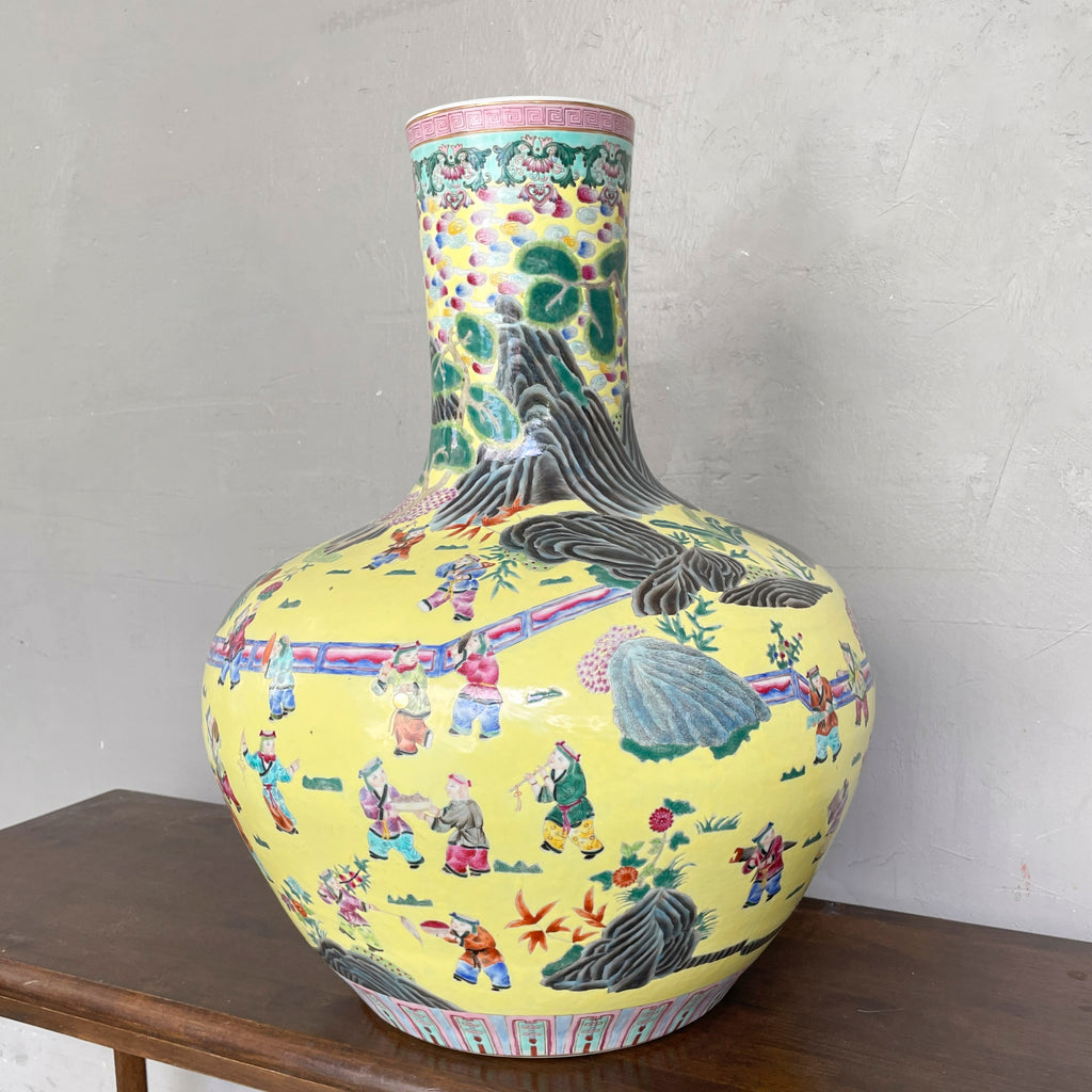 Yellow Famille Jaune-Style Chinese Porcelain Vase
