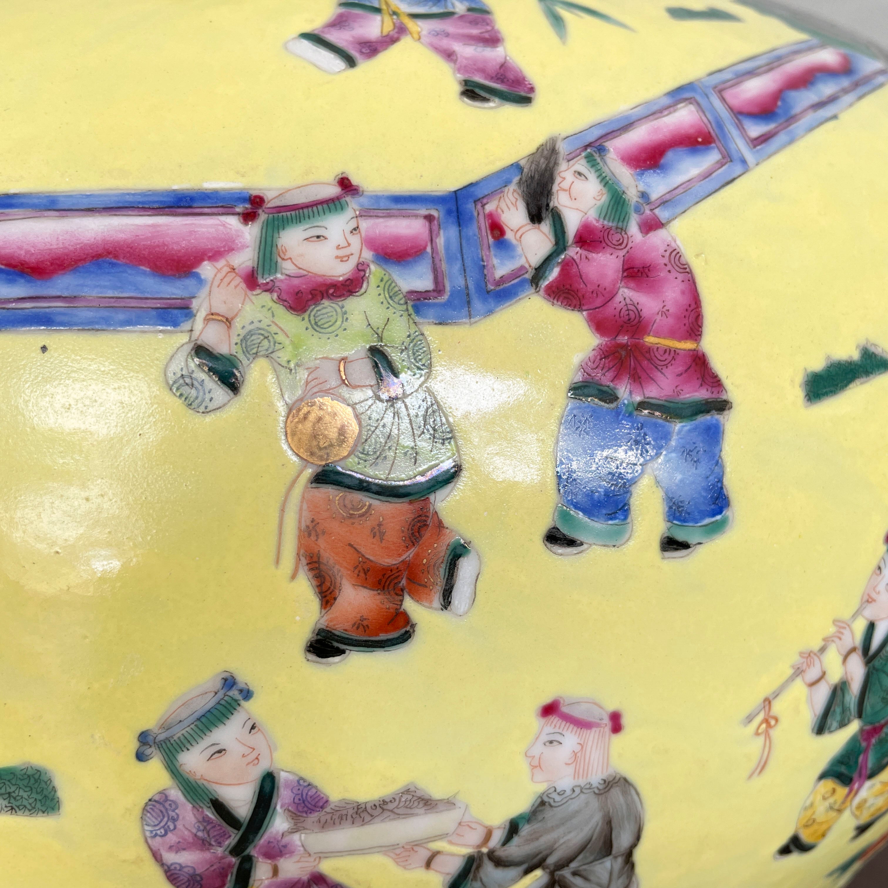 Yellow Famille Jaune-Style Chinese Porcelain Vase