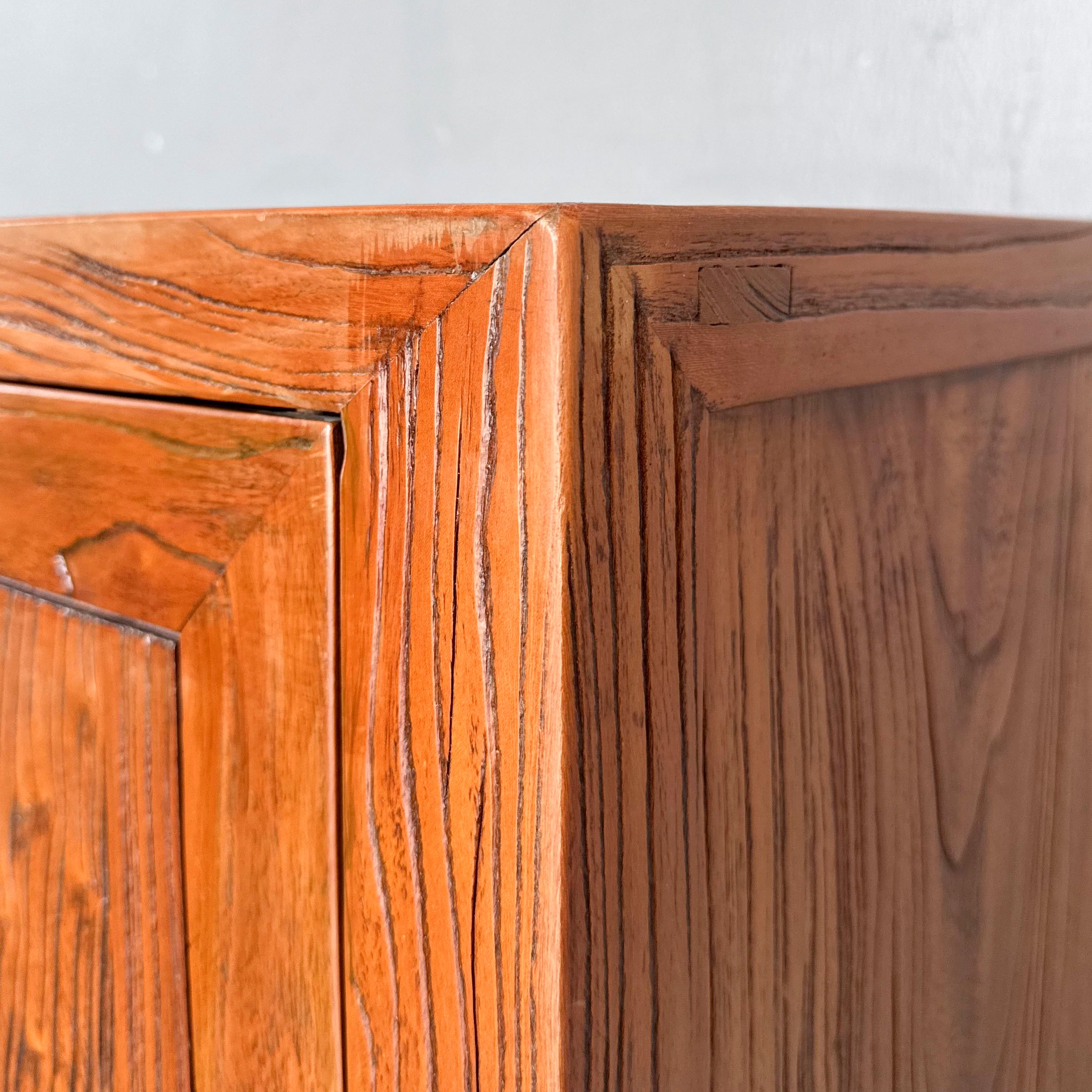 Revarnished Elm Cabinet with Calligraphy Door Handles