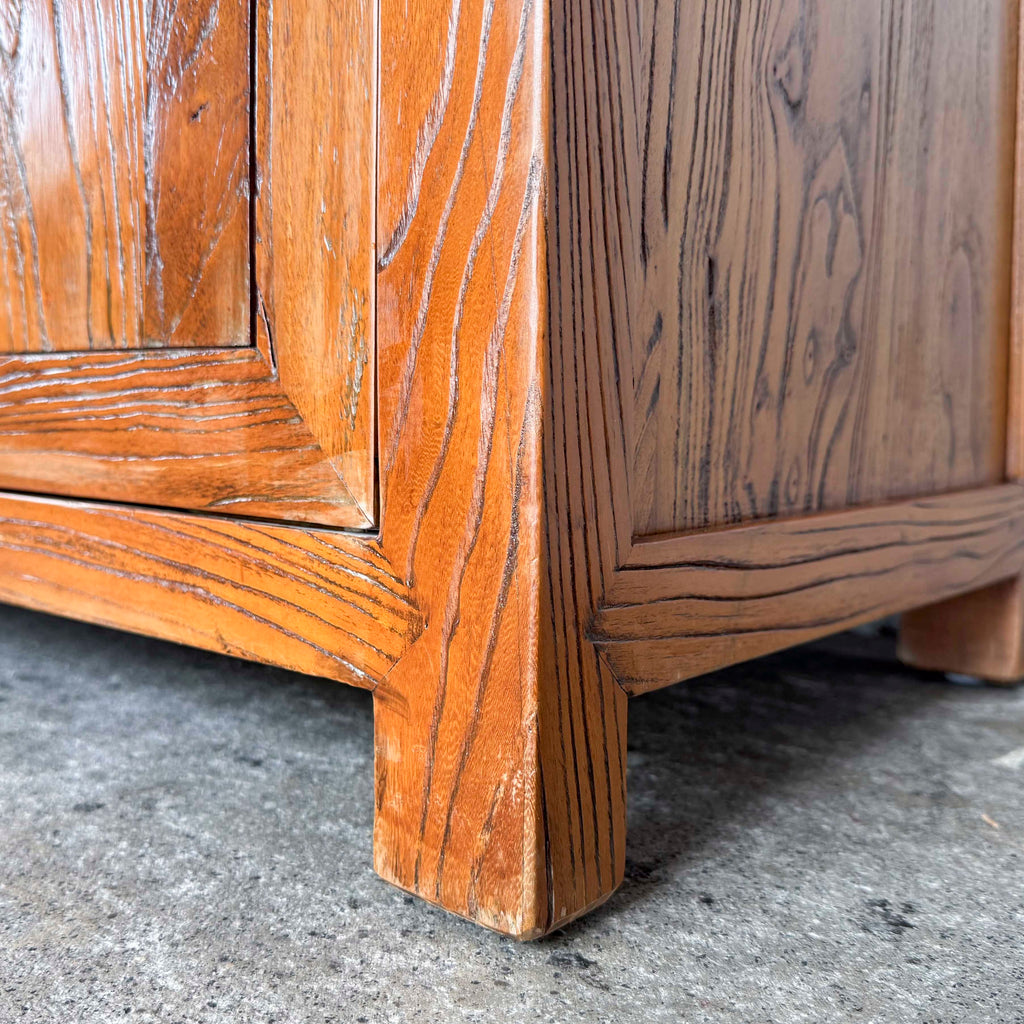 Revarnished Elm Cabinet with Calligraphy Door Handles