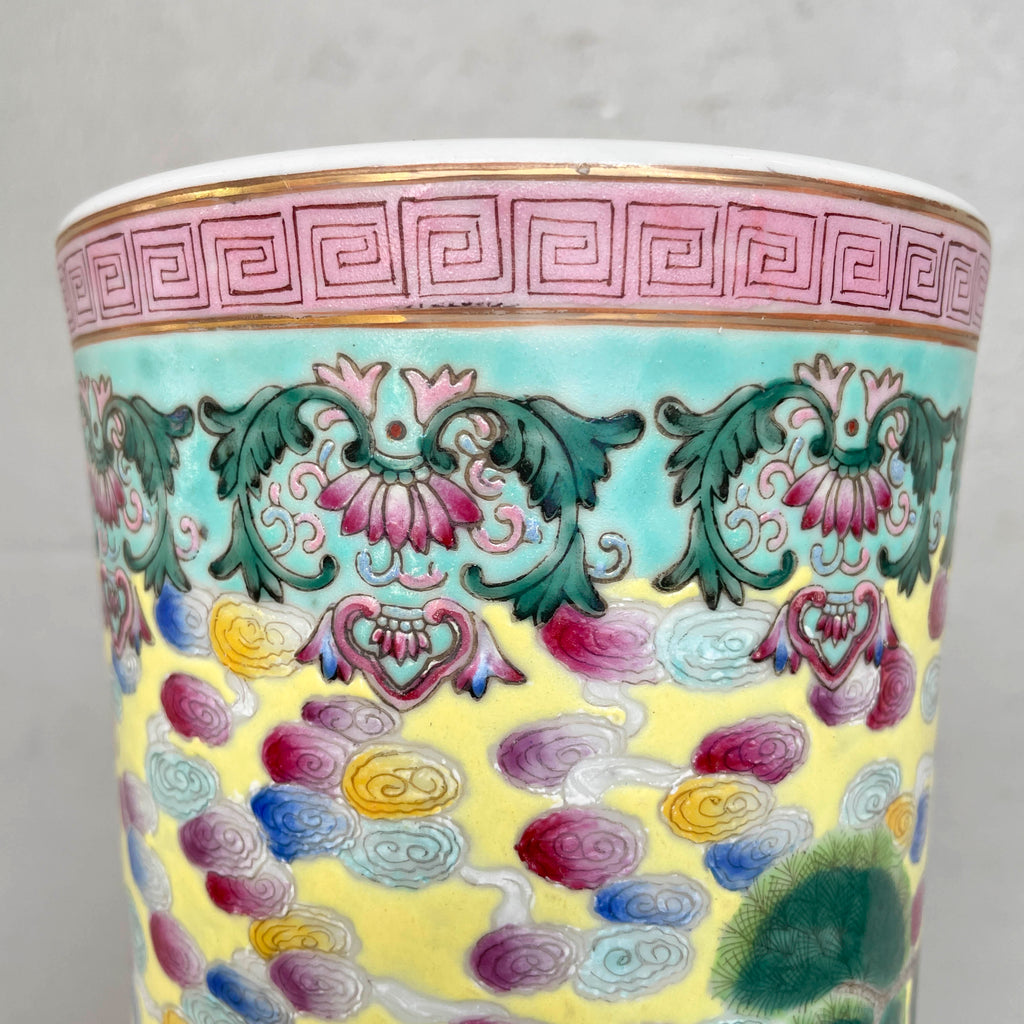 Yellow Famille Jaune-Style Chinese Porcelain Vase