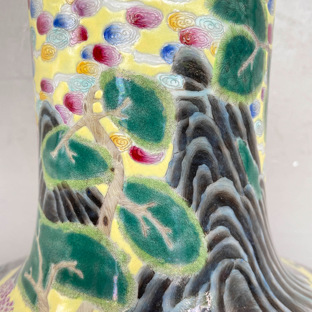 Yellow Famille Jaune-Style Chinese Porcelain Vase