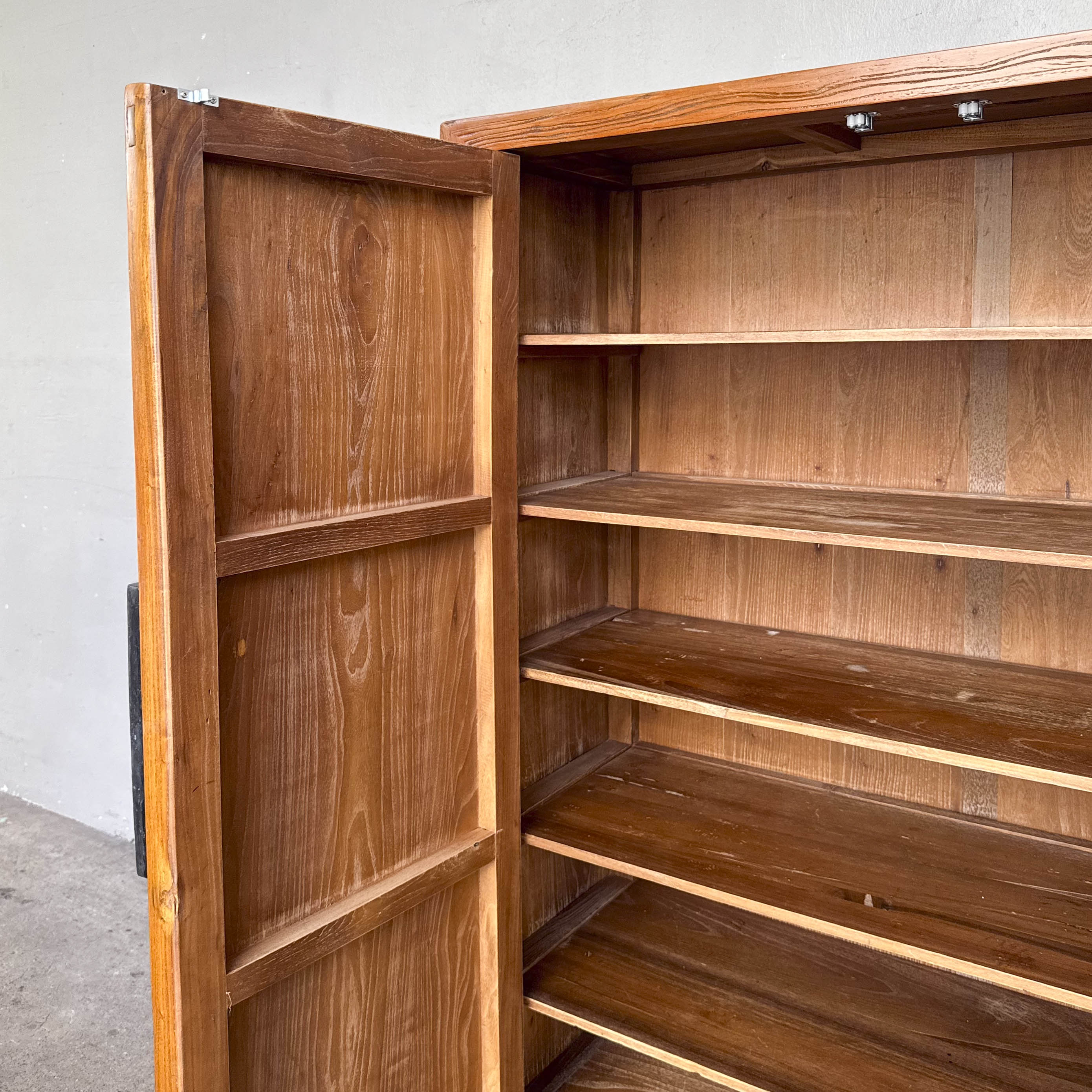 Revarnished Elm Cabinet with Calligraphy Door Handles
