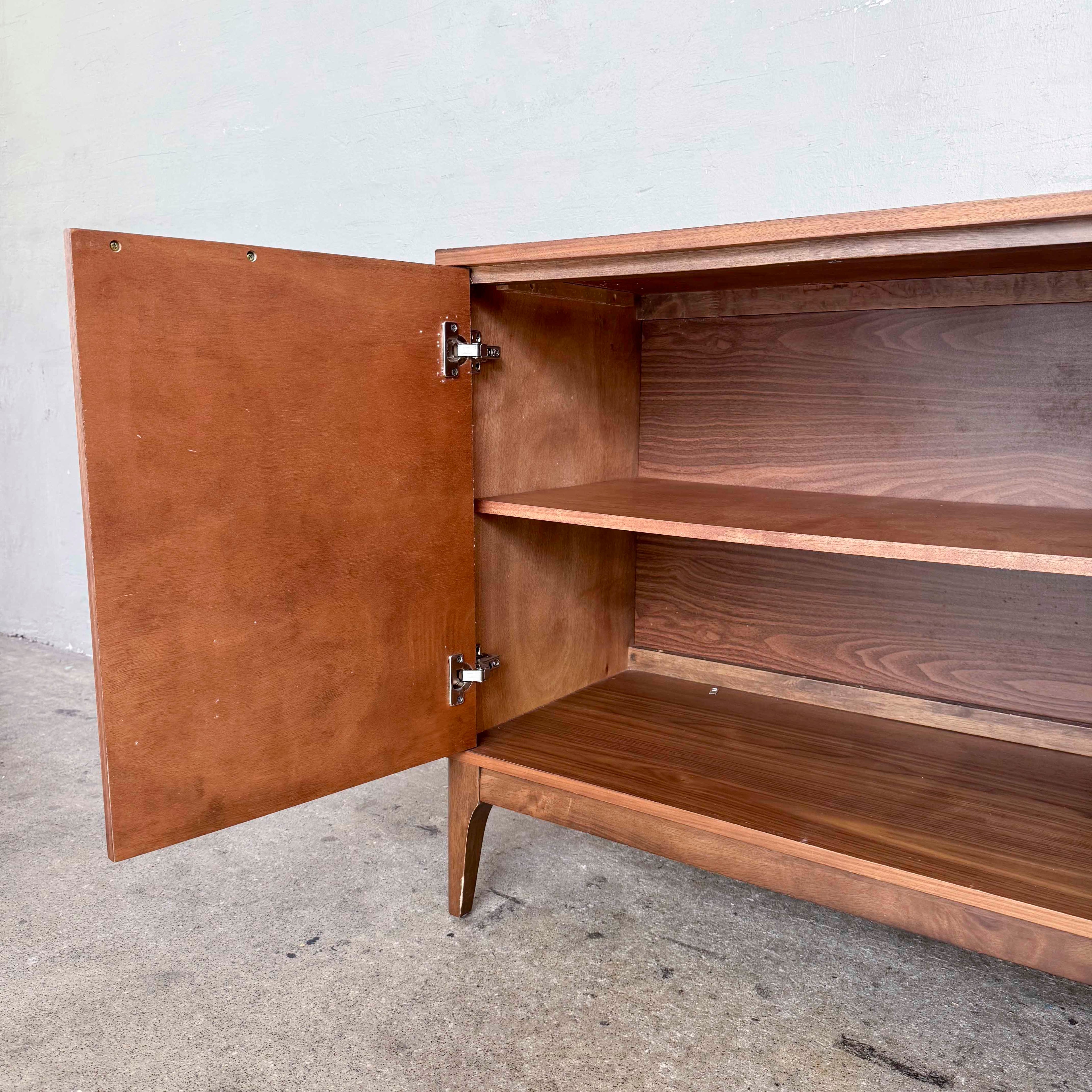 Walnut-Veneered Sideboard with Stone Inset