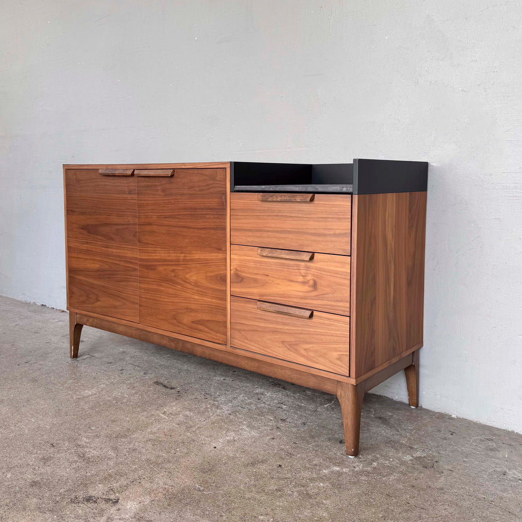 Walnut-Veneered Sideboard with Stone Inset