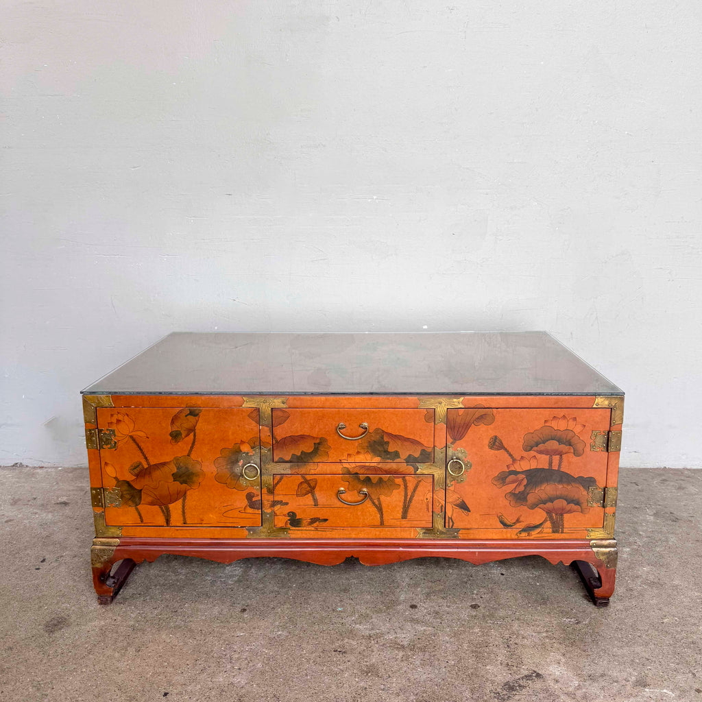 Double-Sided "Lotus Garden" Elm Coffee Table