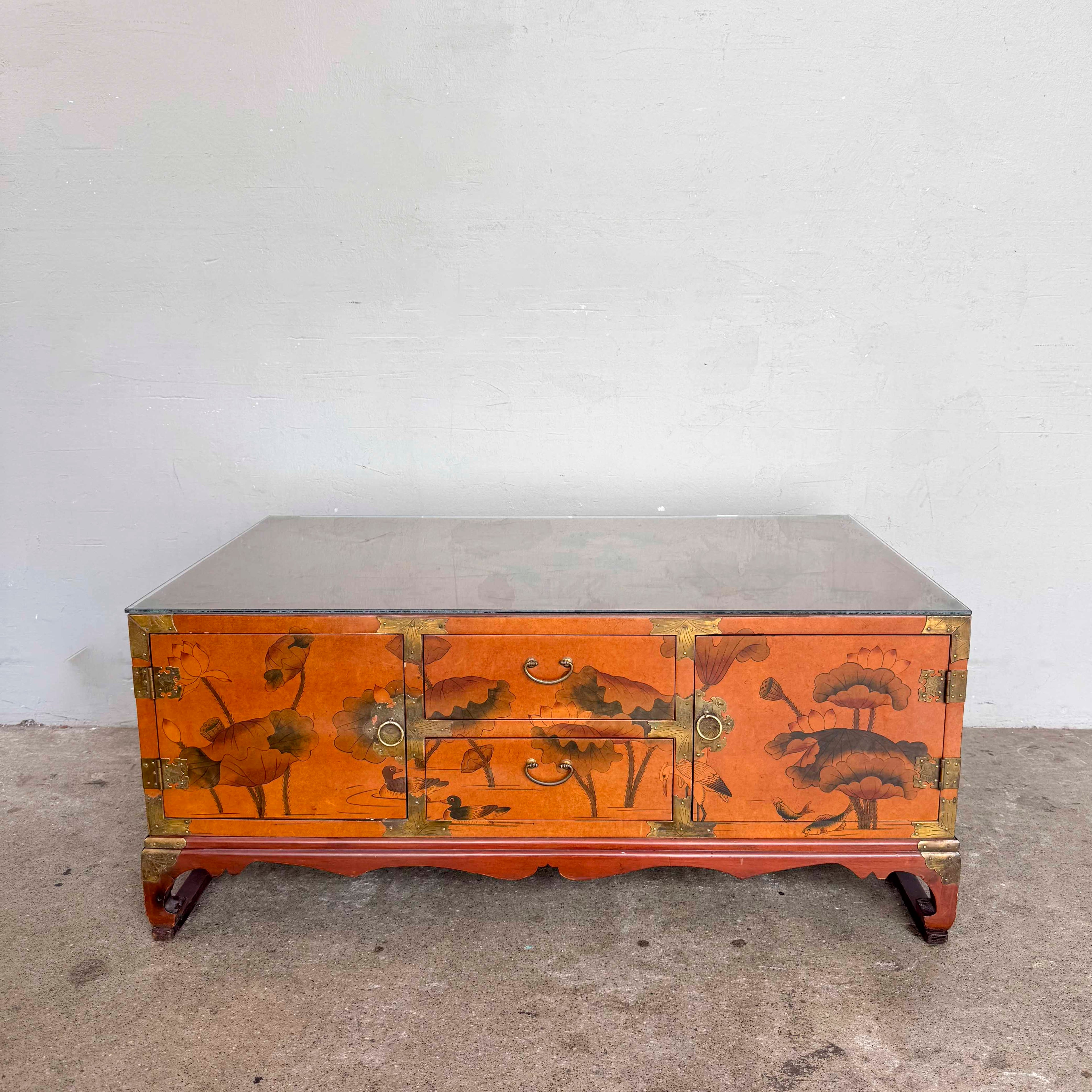Double-Sided "Lotus Garden" Elm Coffee Table