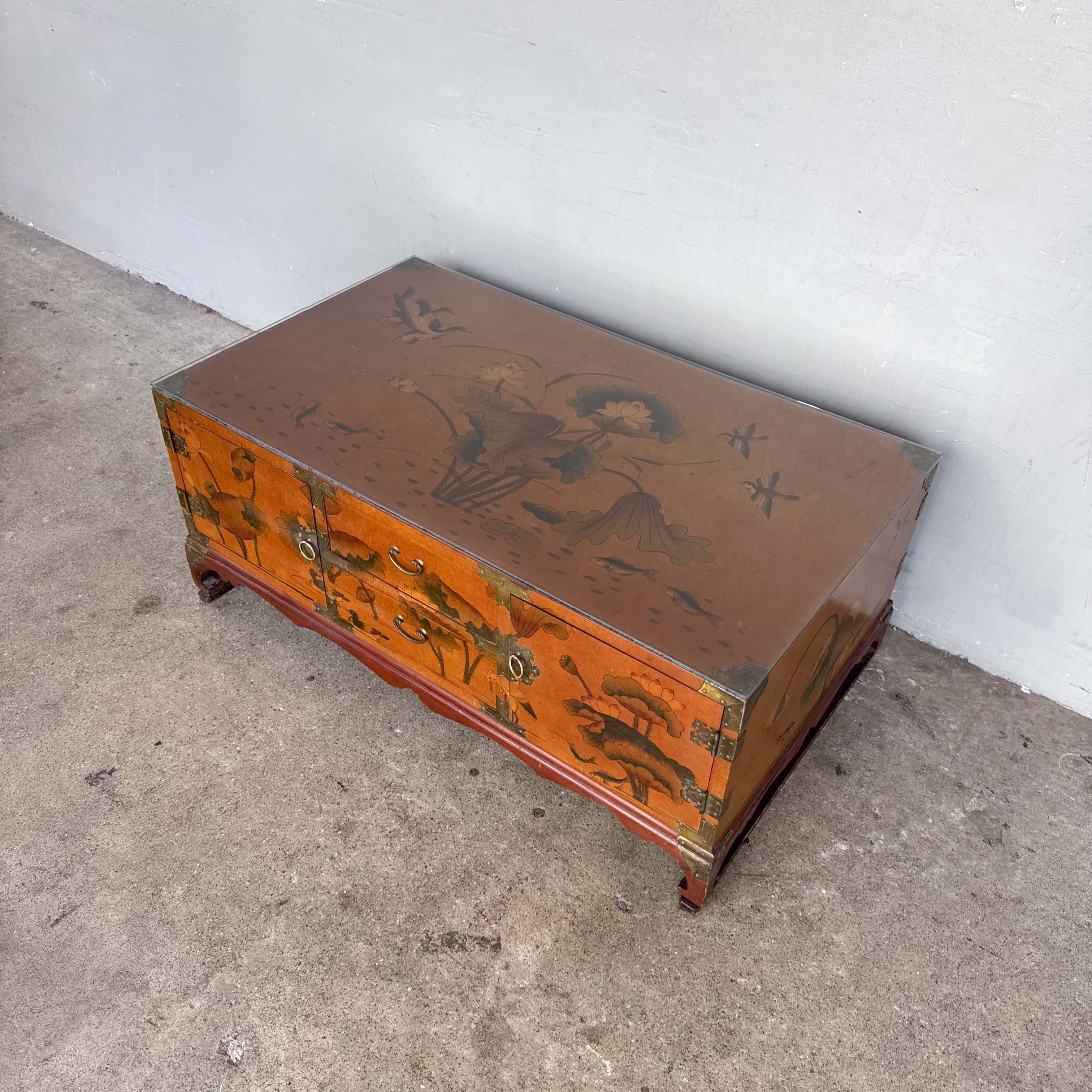 Double-Sided "Lotus Garden" Elm Coffee Table