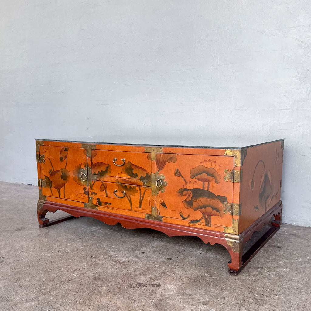 Double-Sided "Lotus Garden" Elm Coffee Table