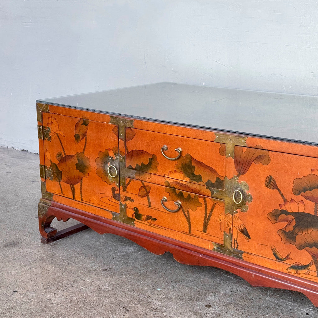 Double-Sided "Lotus Garden" Elm Coffee Table