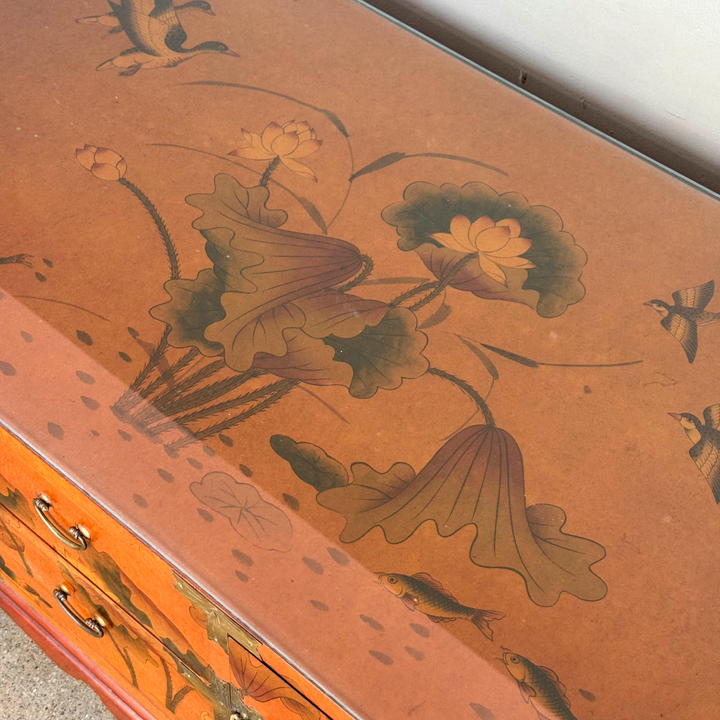 Double-Sided "Lotus Garden" Elm Coffee Table