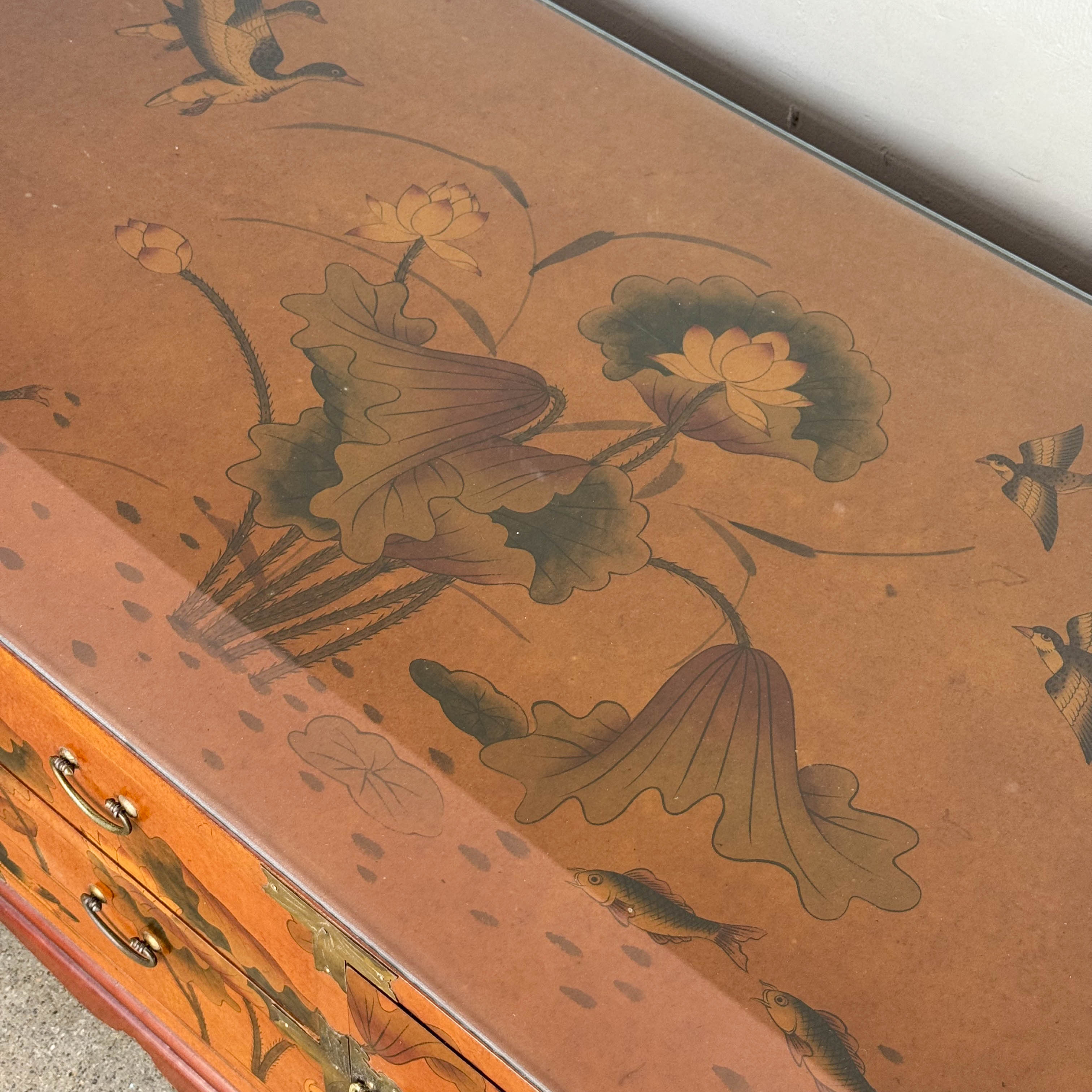 Double-Sided "Lotus Garden" Elm Coffee Table