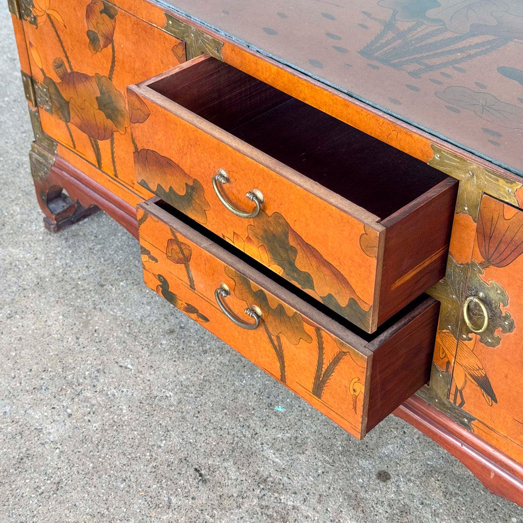 Double-Sided "Lotus Garden" Elm Coffee Table