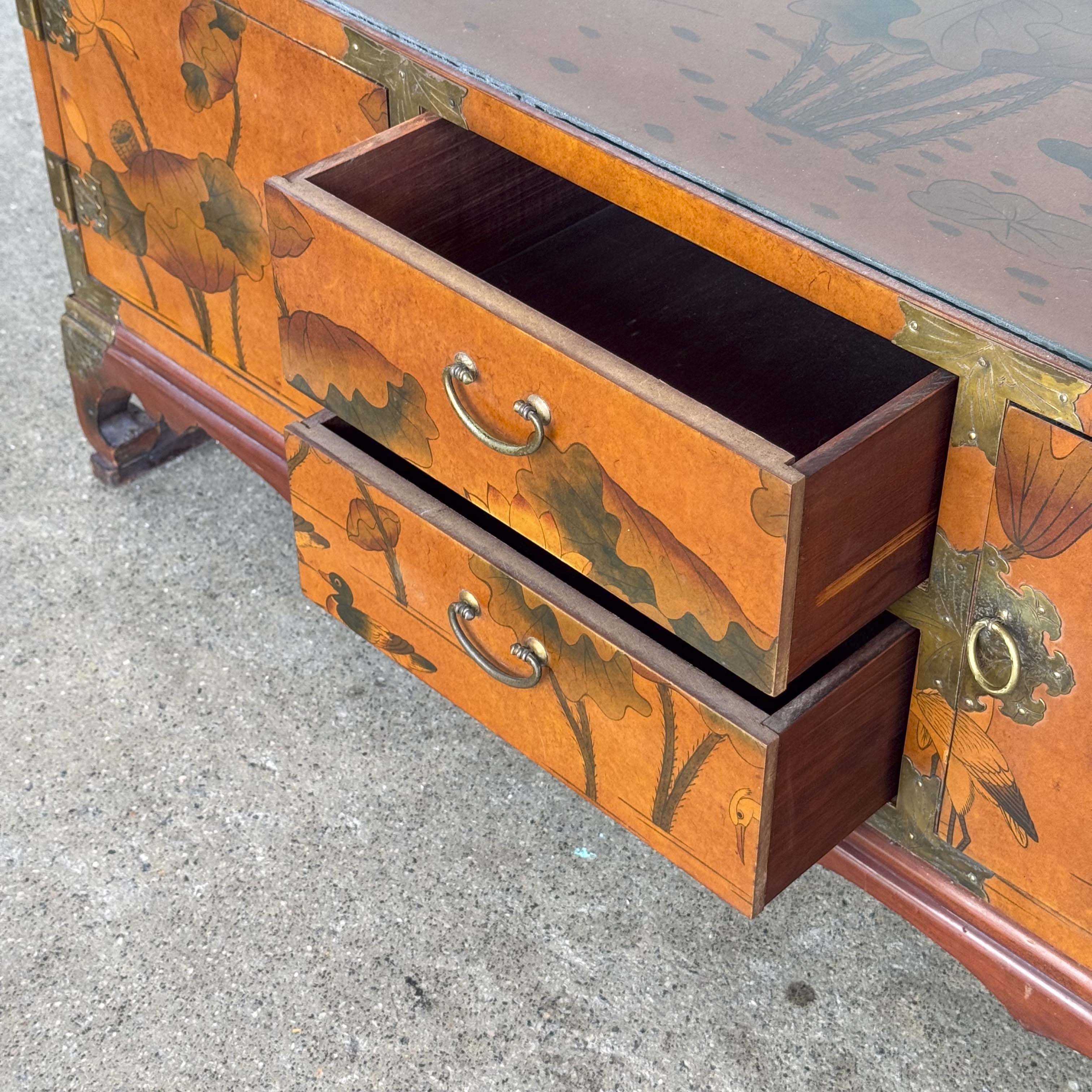 Double-Sided "Lotus Garden" Elm Coffee Table