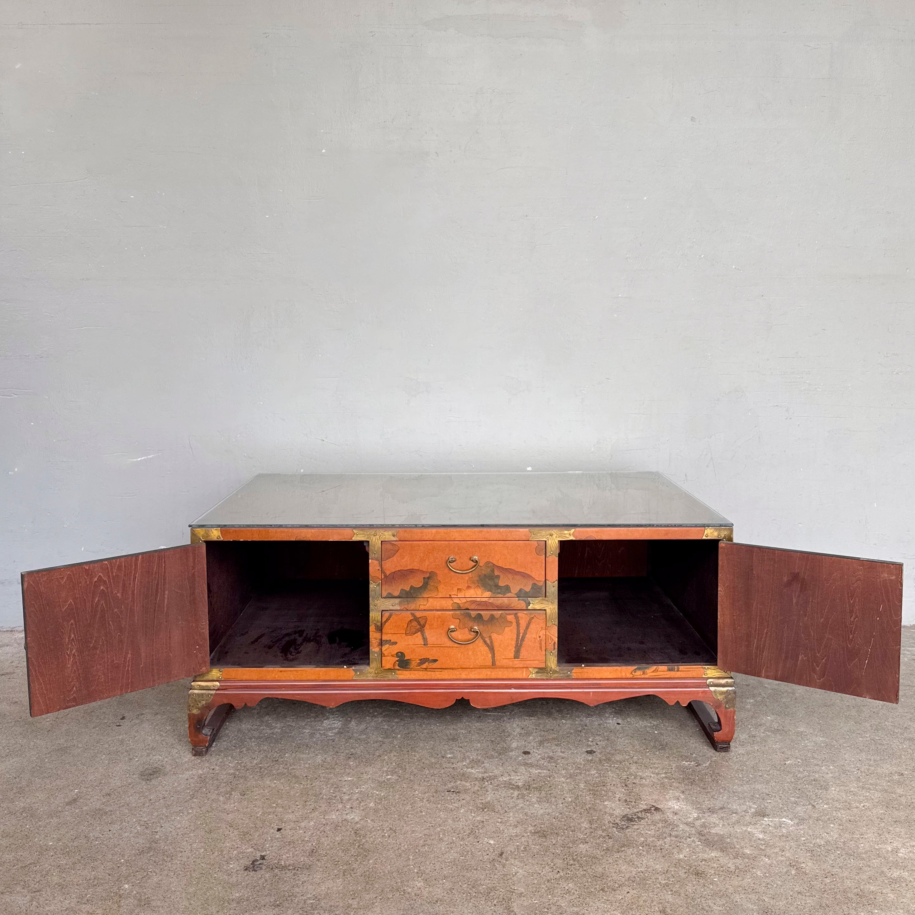 Double-Sided "Lotus Garden" Elm Coffee Table
