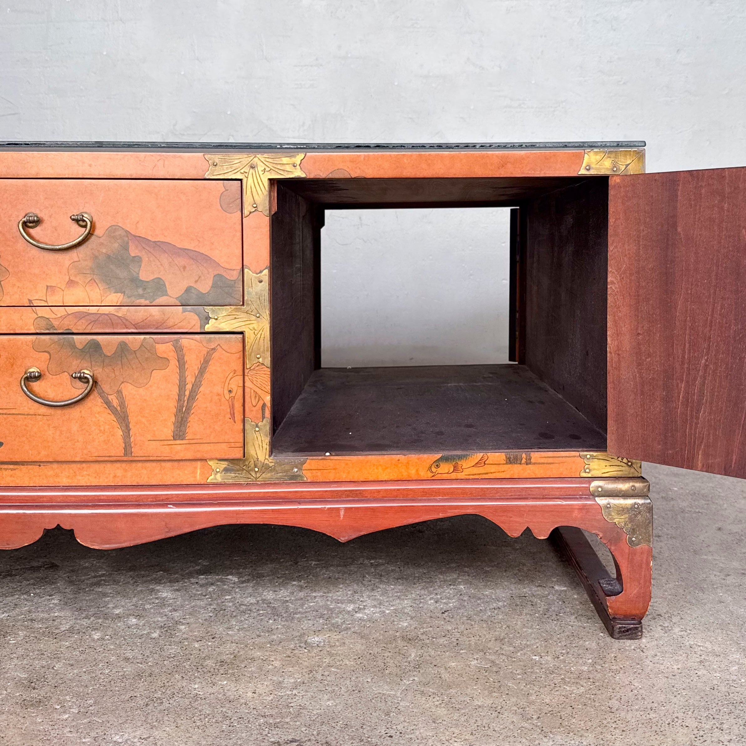 Double-Sided "Lotus Garden" Elm Coffee Table