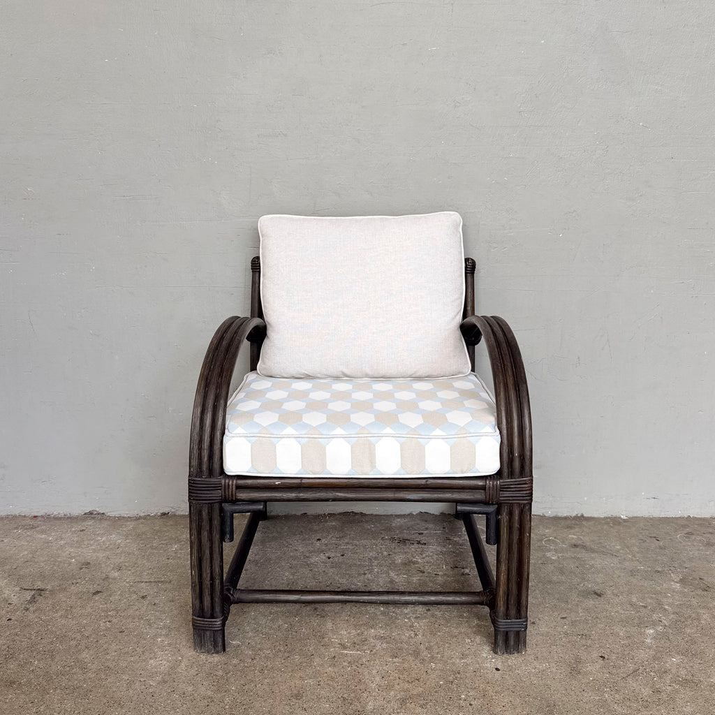 Newly Upholstered Cane Accent Chair with Cushions