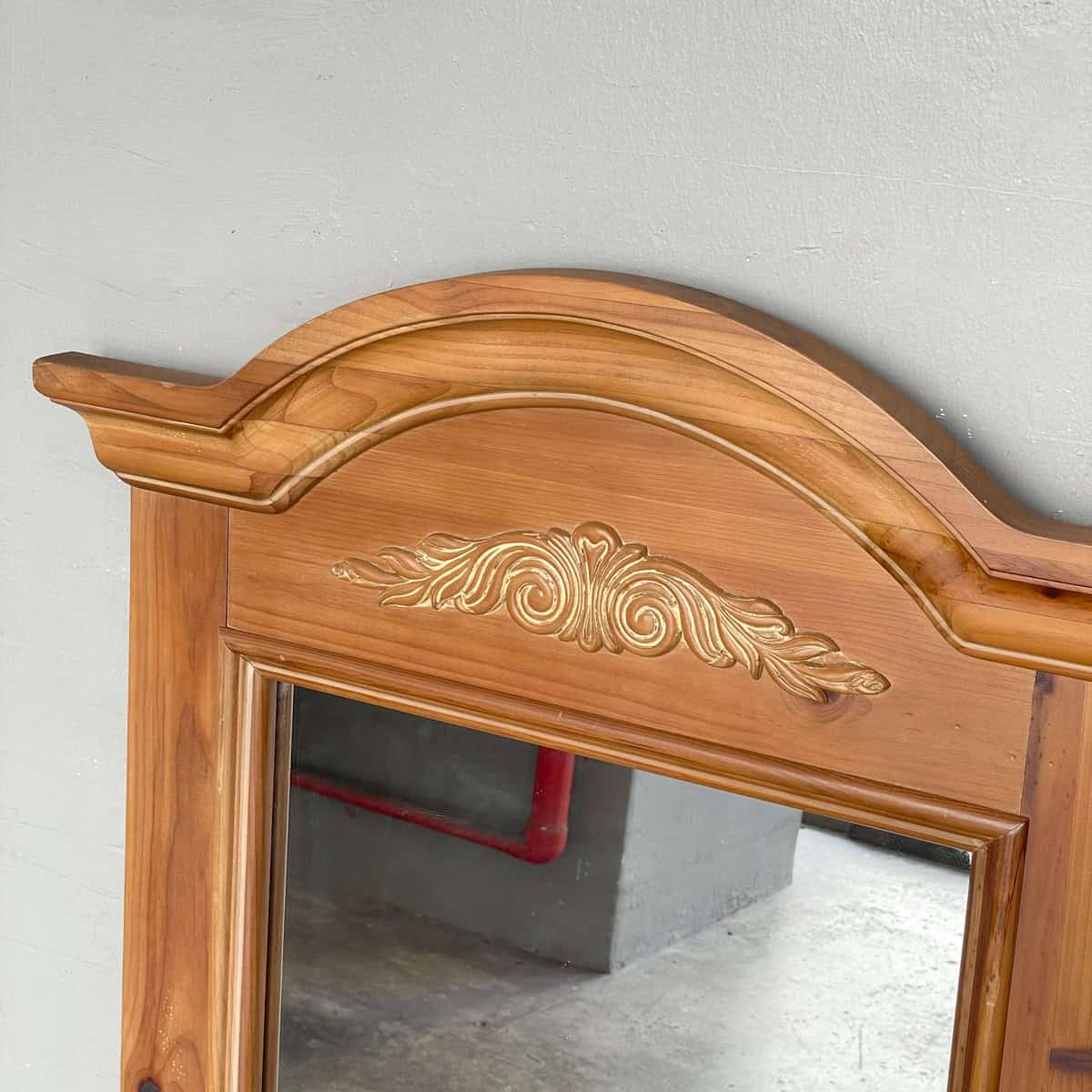 Curved Pediment Pinewood Mirror