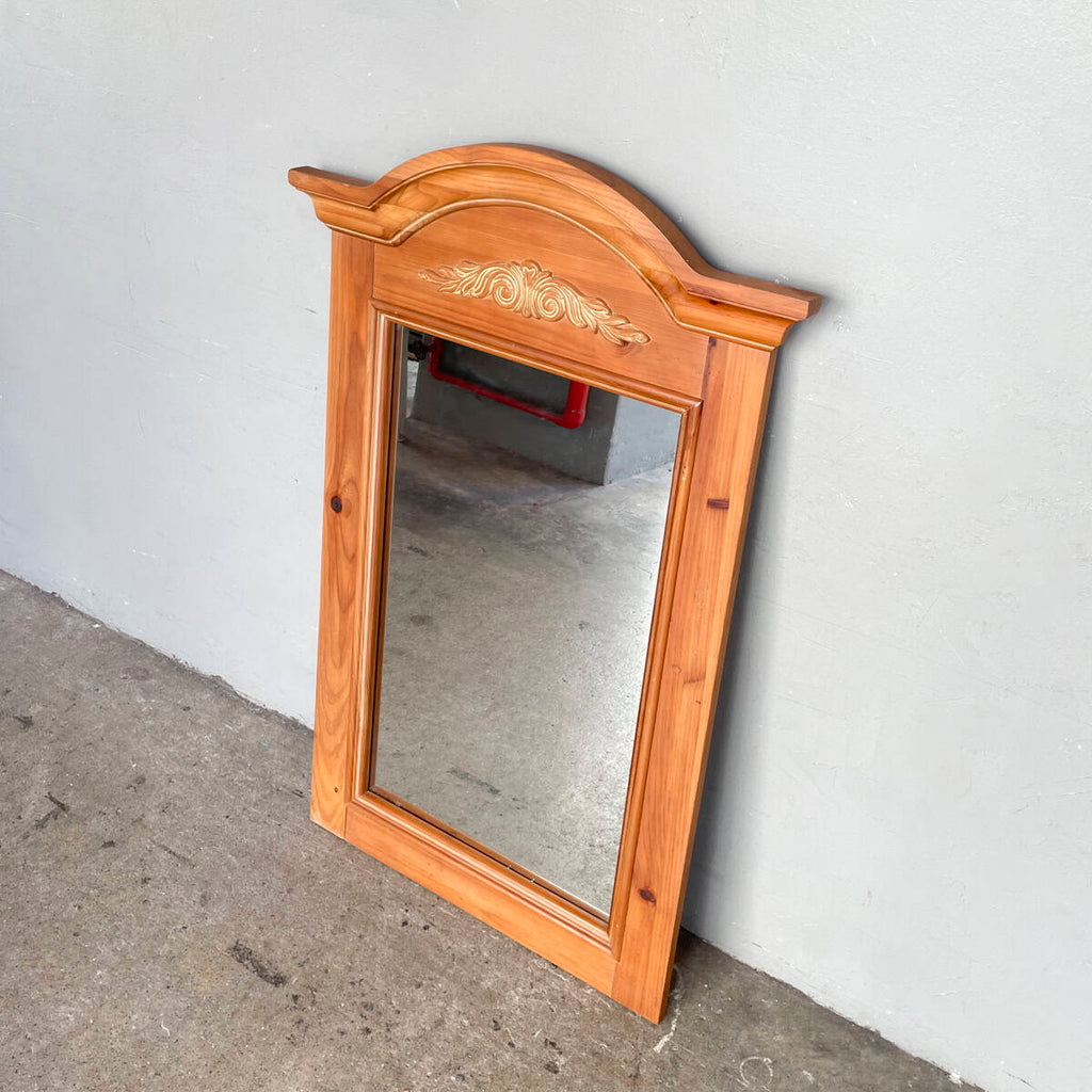 Curved Pediment Pinewood Mirror